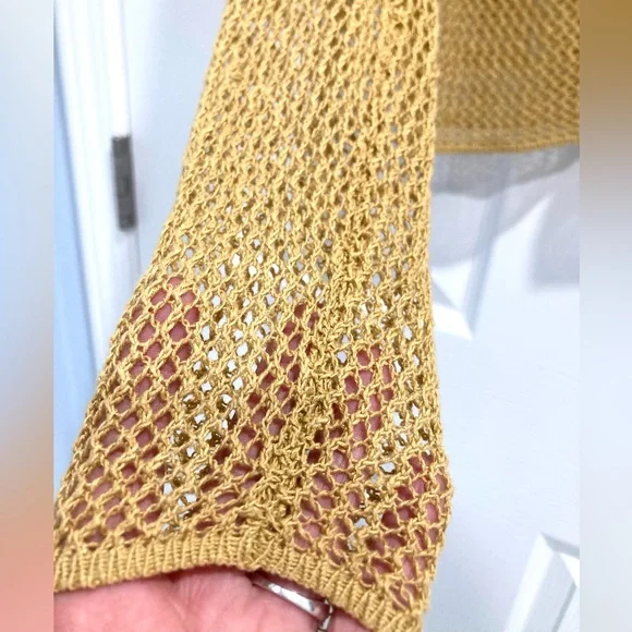 Eileen Fisher Gold Knit 100% Linen Layering Top Sweater S-M - Picture 9 of 10